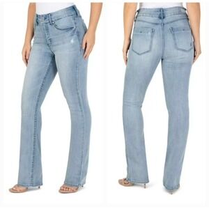 Seven7 Womens Light Wash High-Rise Tummyless Bootcut Jeans Size 8